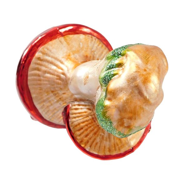 Double Mushroom Christmas Ornament Blown Glass  by Shavel  4" - Picture 4 of 10